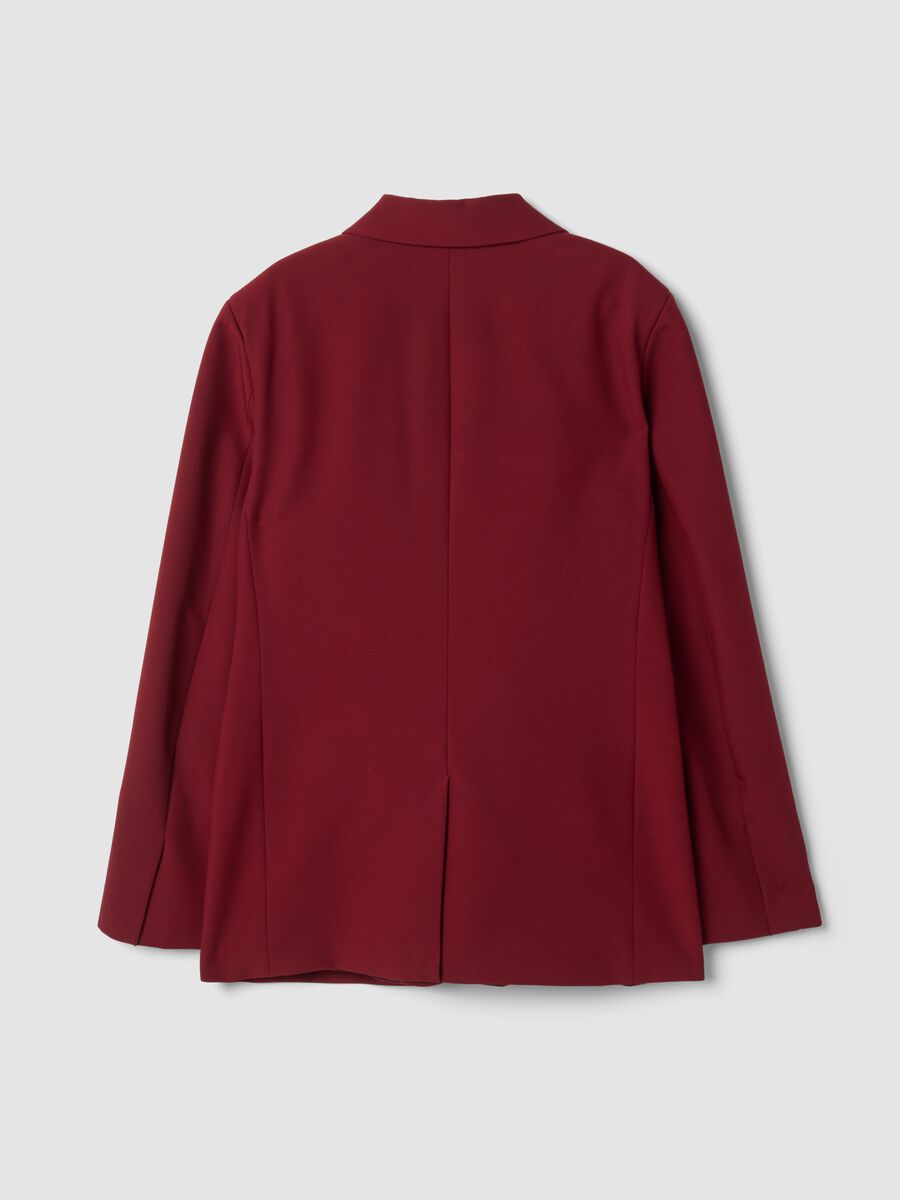 Red stretch viscose-blend regular-fit blazer with classic lapels_1