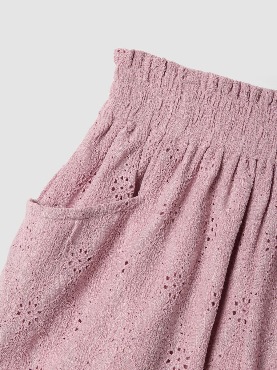 Cal&ccedil;&otilde;es rosa em tecido el&aacute;stico com cintura el&aacute;stica, corte regular para menina_2