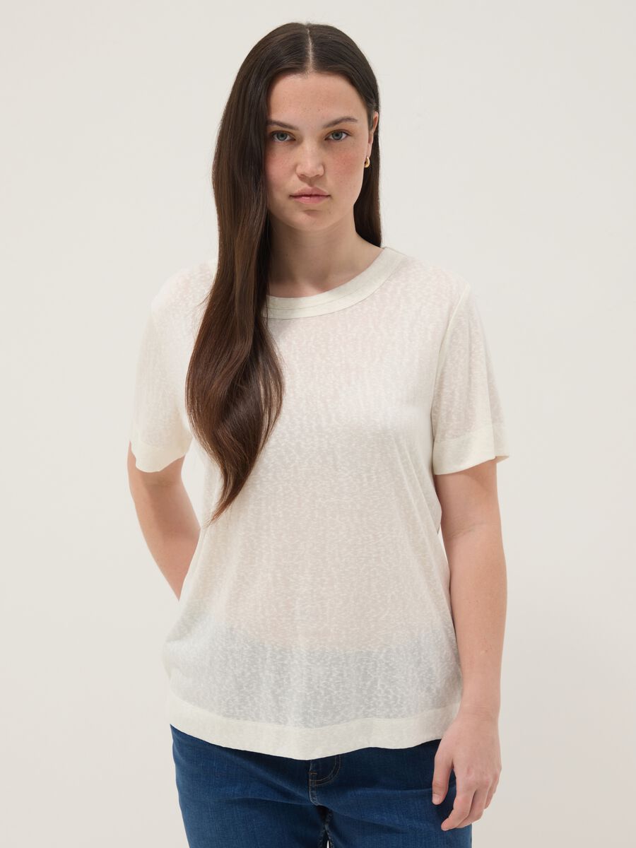 Wei&szlig;es T-Shirt aus Viskosemix, Regular Fit, kurz&auml;rmlig_1