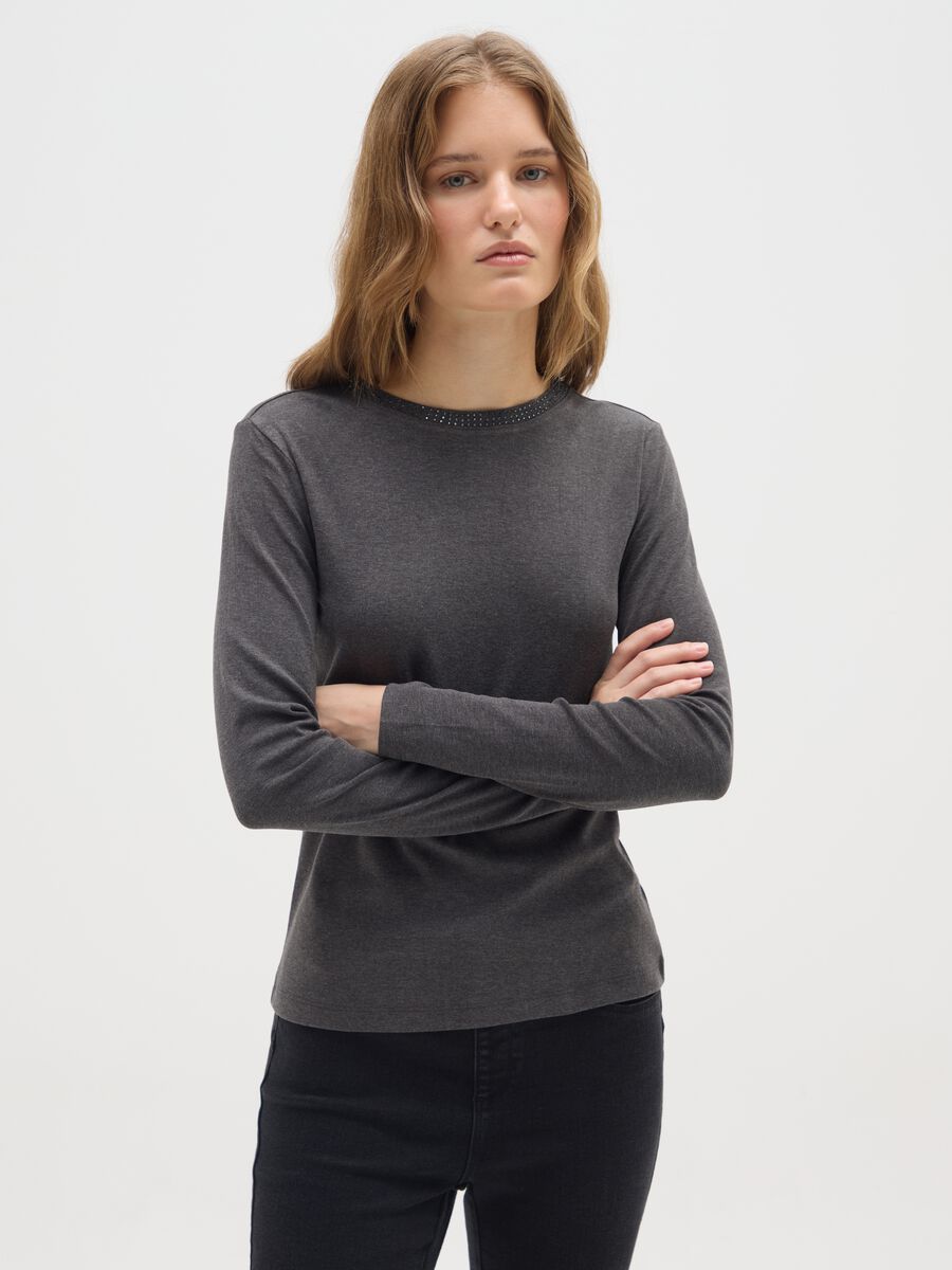 Grey pure cotton regular fit T-shirt_0