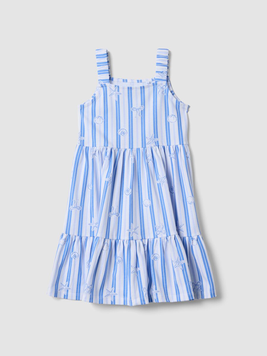 Girls&rsquo; multicolour striped pure cotton dress, regular fit_0