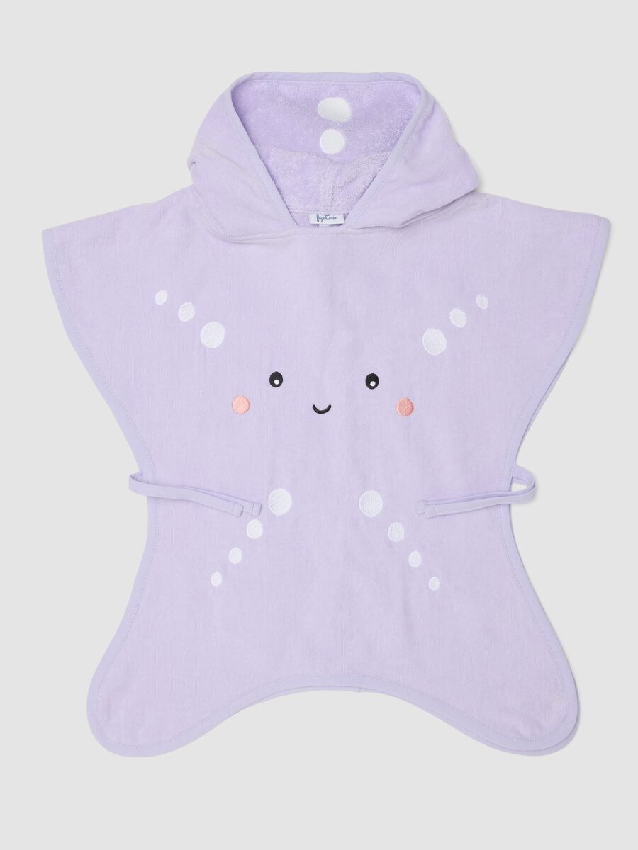 Purple pure-cotton starfish poncho for baby girls_0