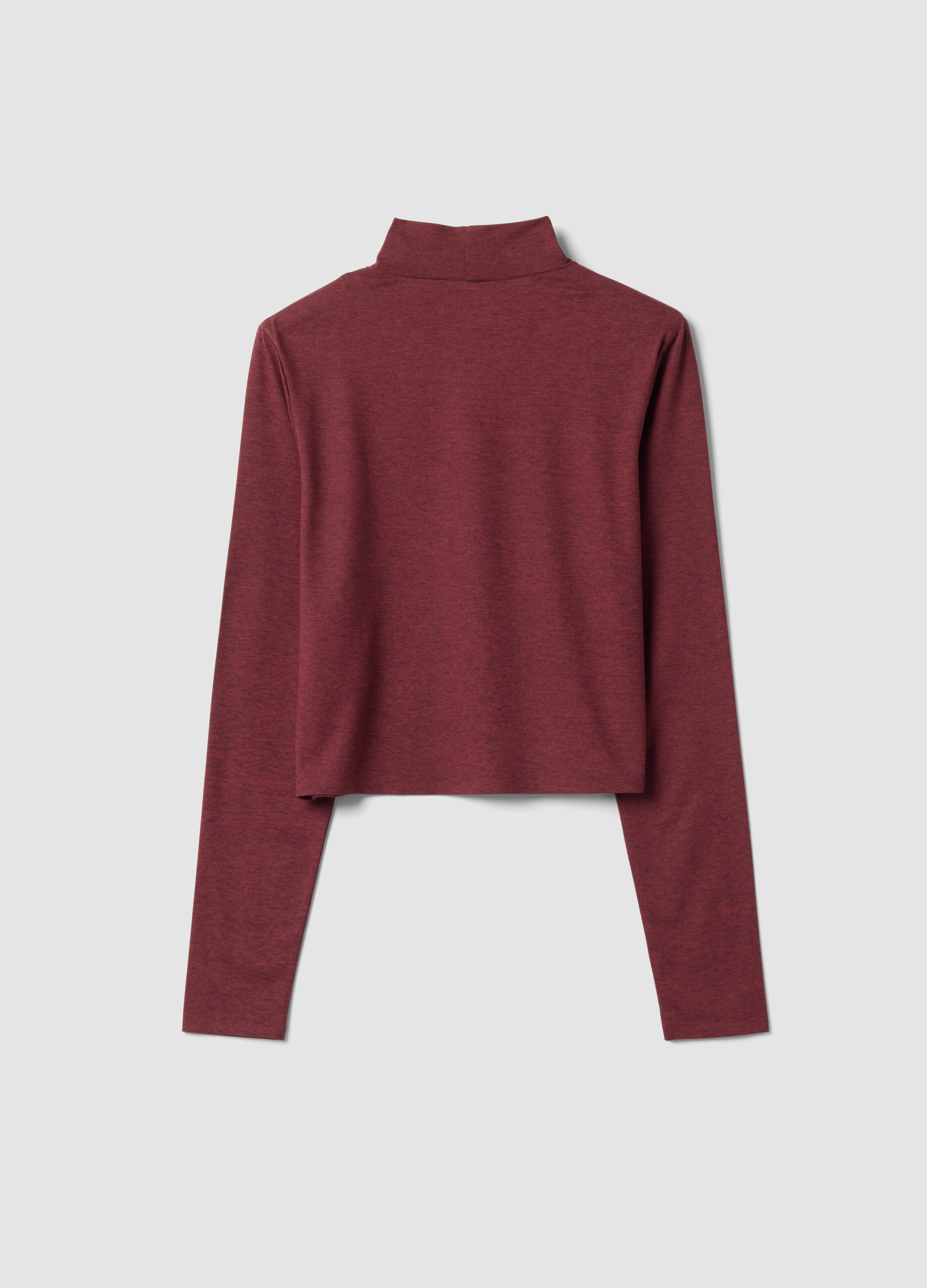 Red cropped stretch top with high neck, Easy Dry fabric &ndash; ALTAVIA STUDIO