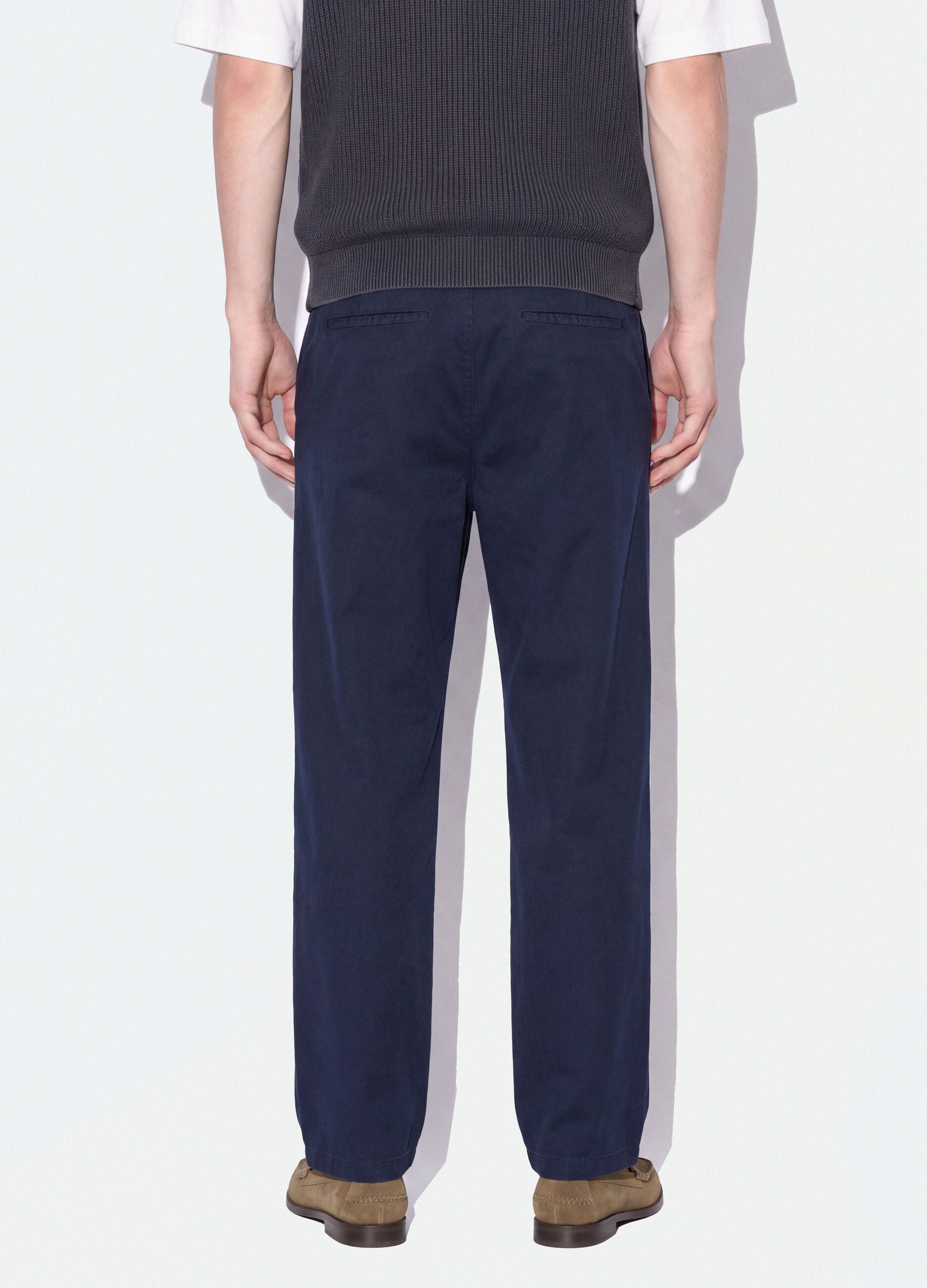 Blue pure cotton barrel-fit chino trousers