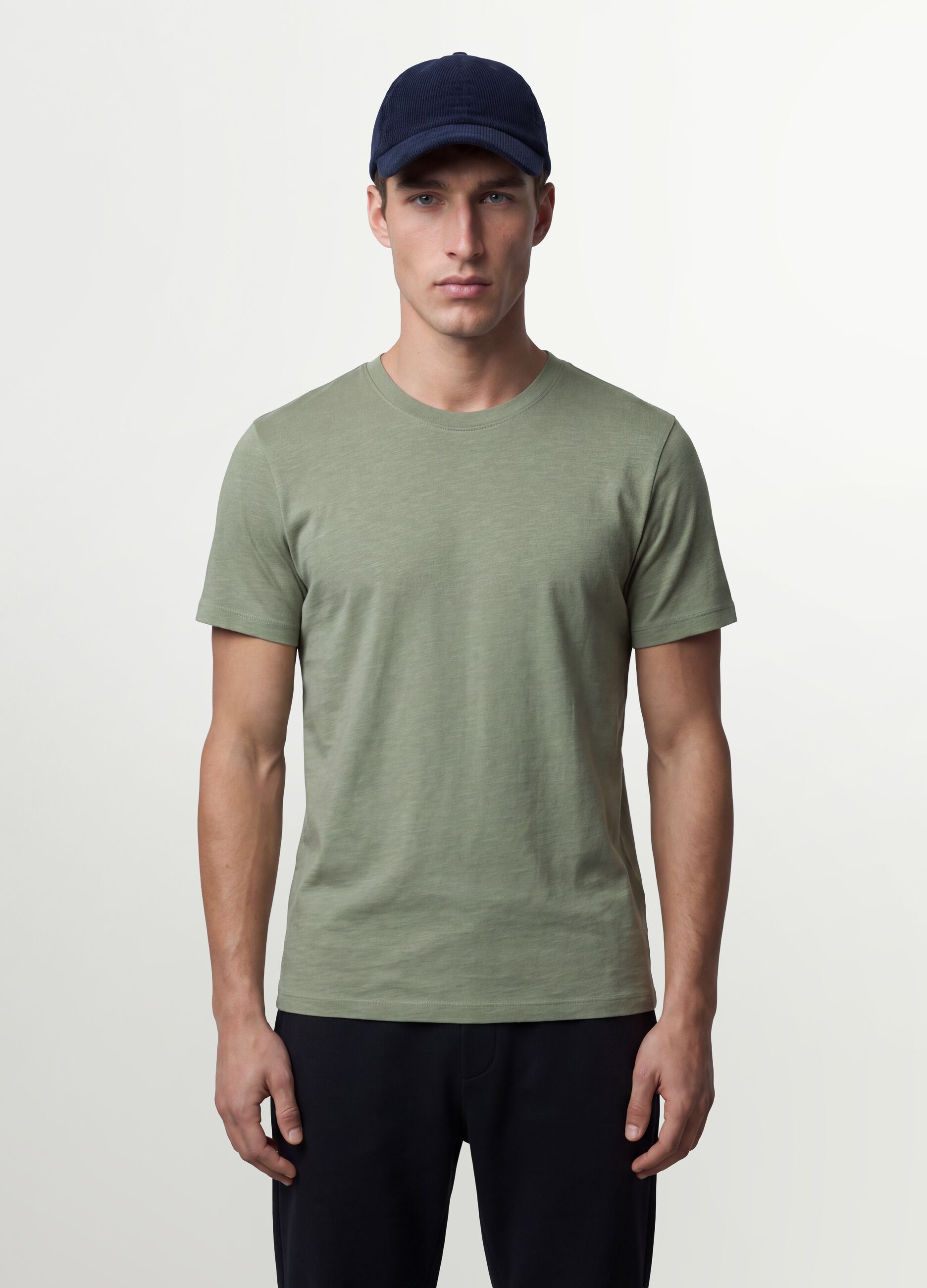 Grey regular-fit short-sleeve pure cotton T-shirt