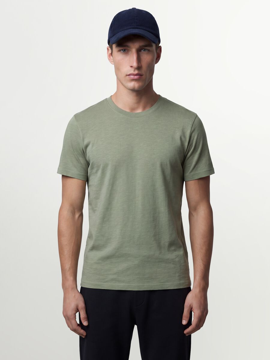 Grey regular-fit short-sleeve pure cotton T-shirt_1