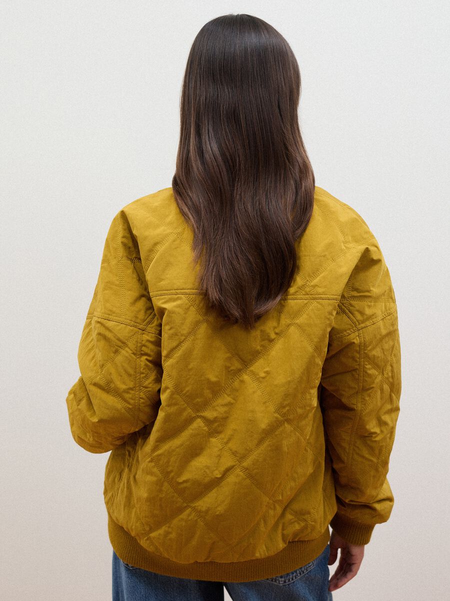 Yellow quilted zip-up bomber jacket, regular fit_3