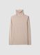 Beiger Pullover aus elastischer Viskose mit Stehkragen, Regular Fit_4
