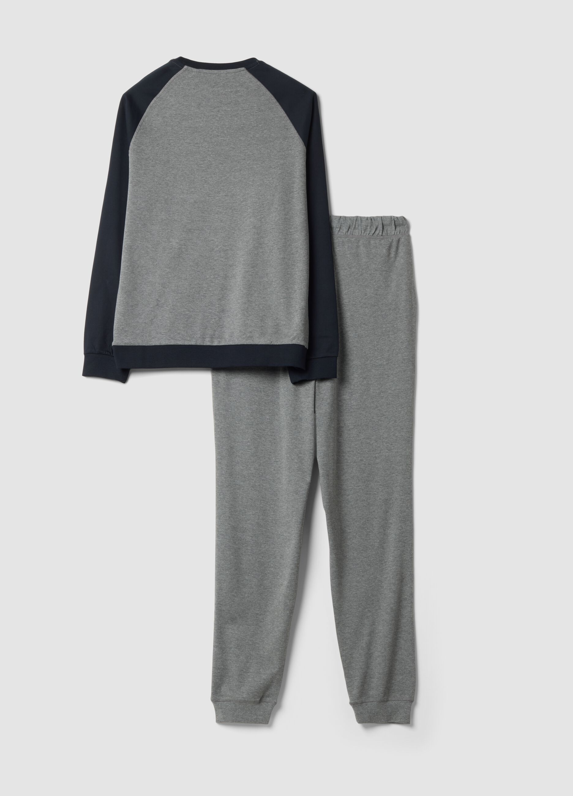 Grey pure organic cotton crew-neck pyjamas