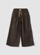 Brown wide-leg trousers with elasticated waist_0
