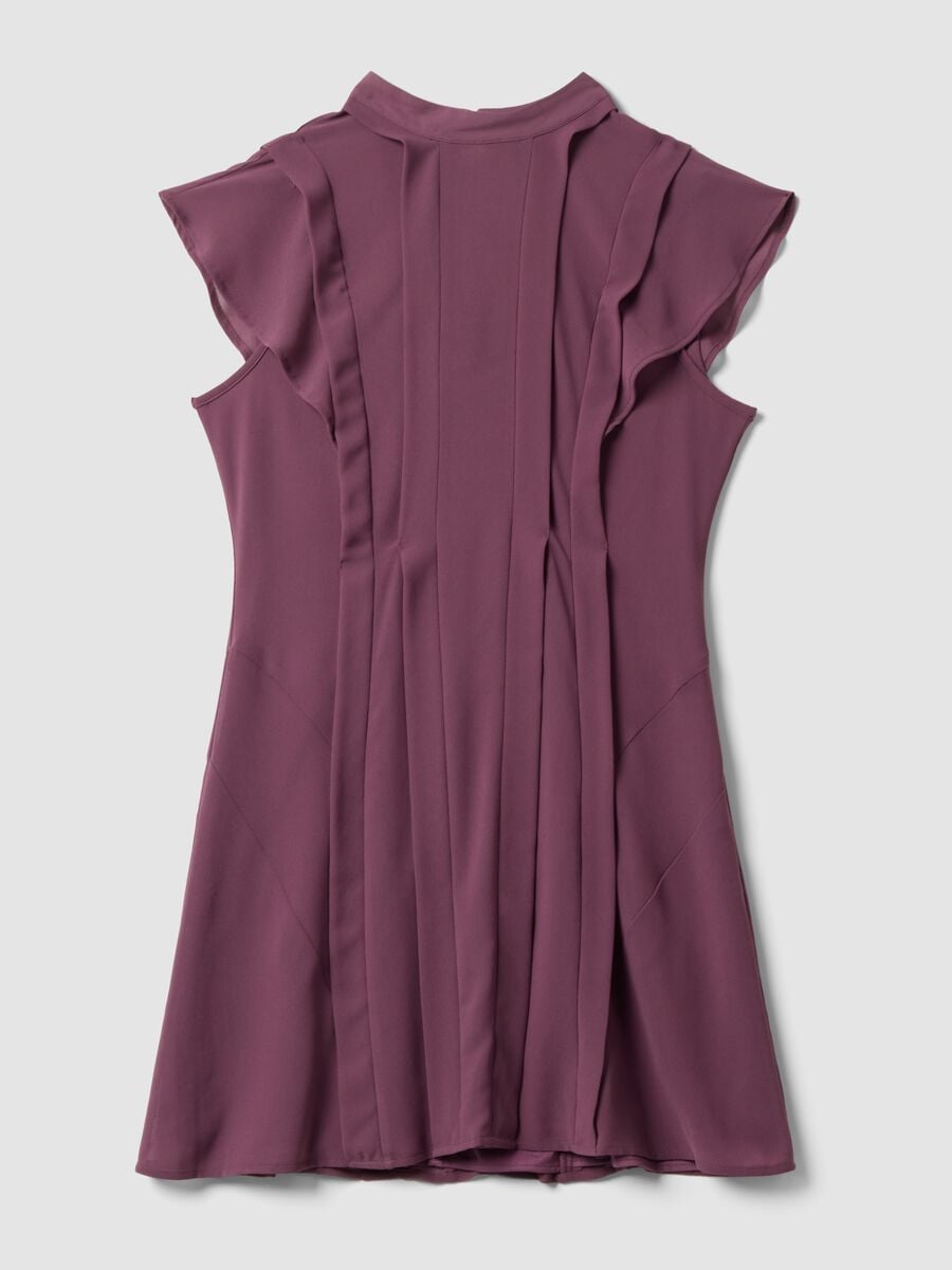 Purple relaxed-fit dress with short ruffle sleeves_0