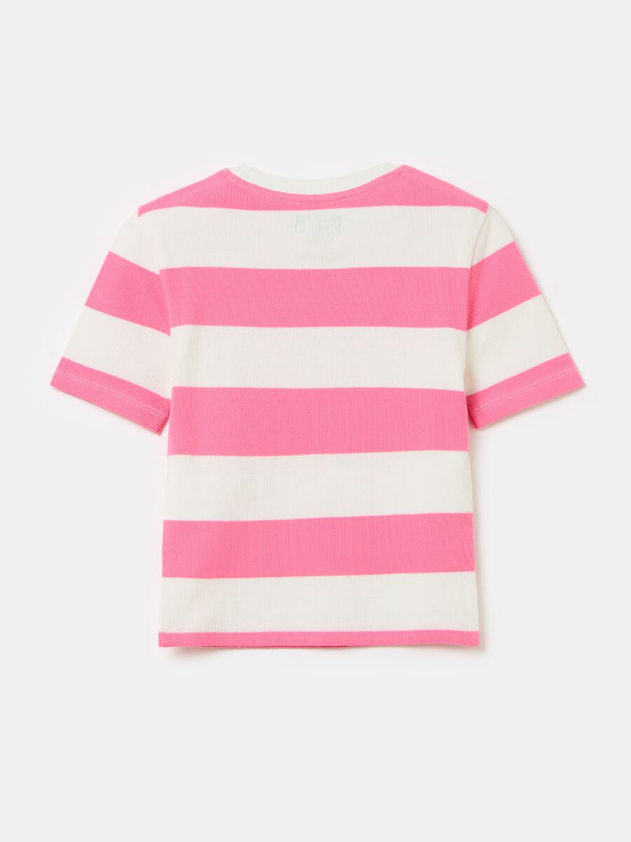 Slim ribbed T-shirt with striped pattern_1