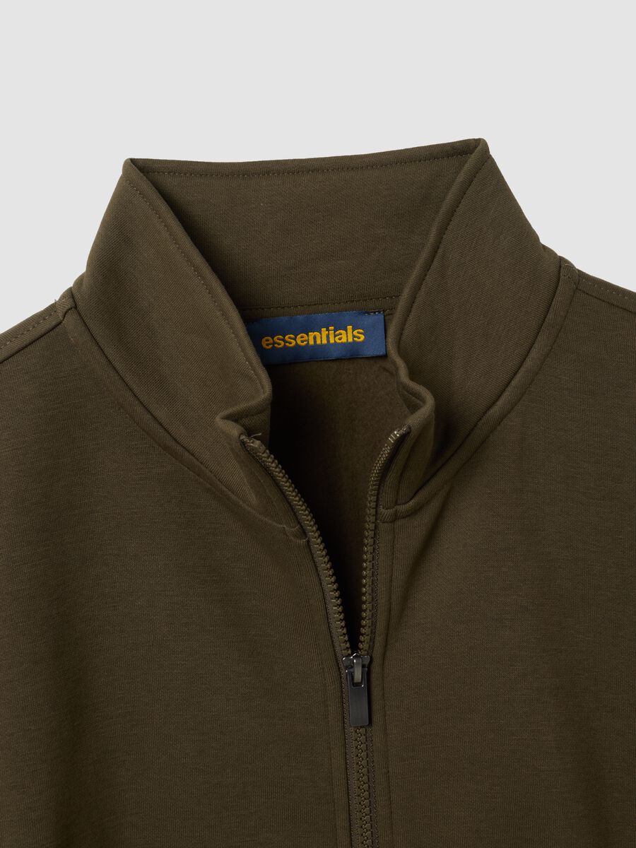 Green cotton-blend regular-fit sweatshirt with zip and crew neck_5