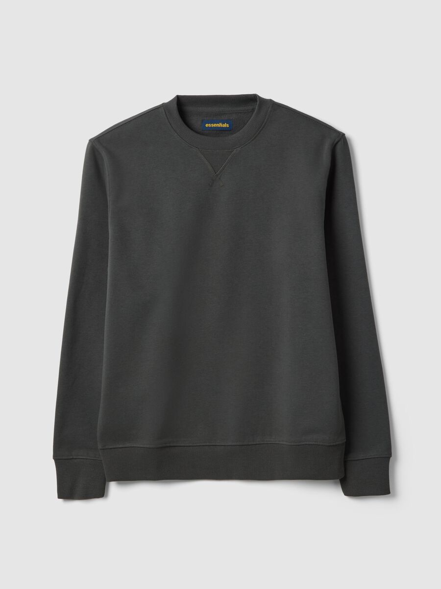 Felpa girocollo in misto cotone grigia regular fit_0
