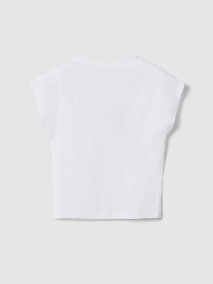 Girls' White Stretch Cotton Slim Fit T-shirt_4