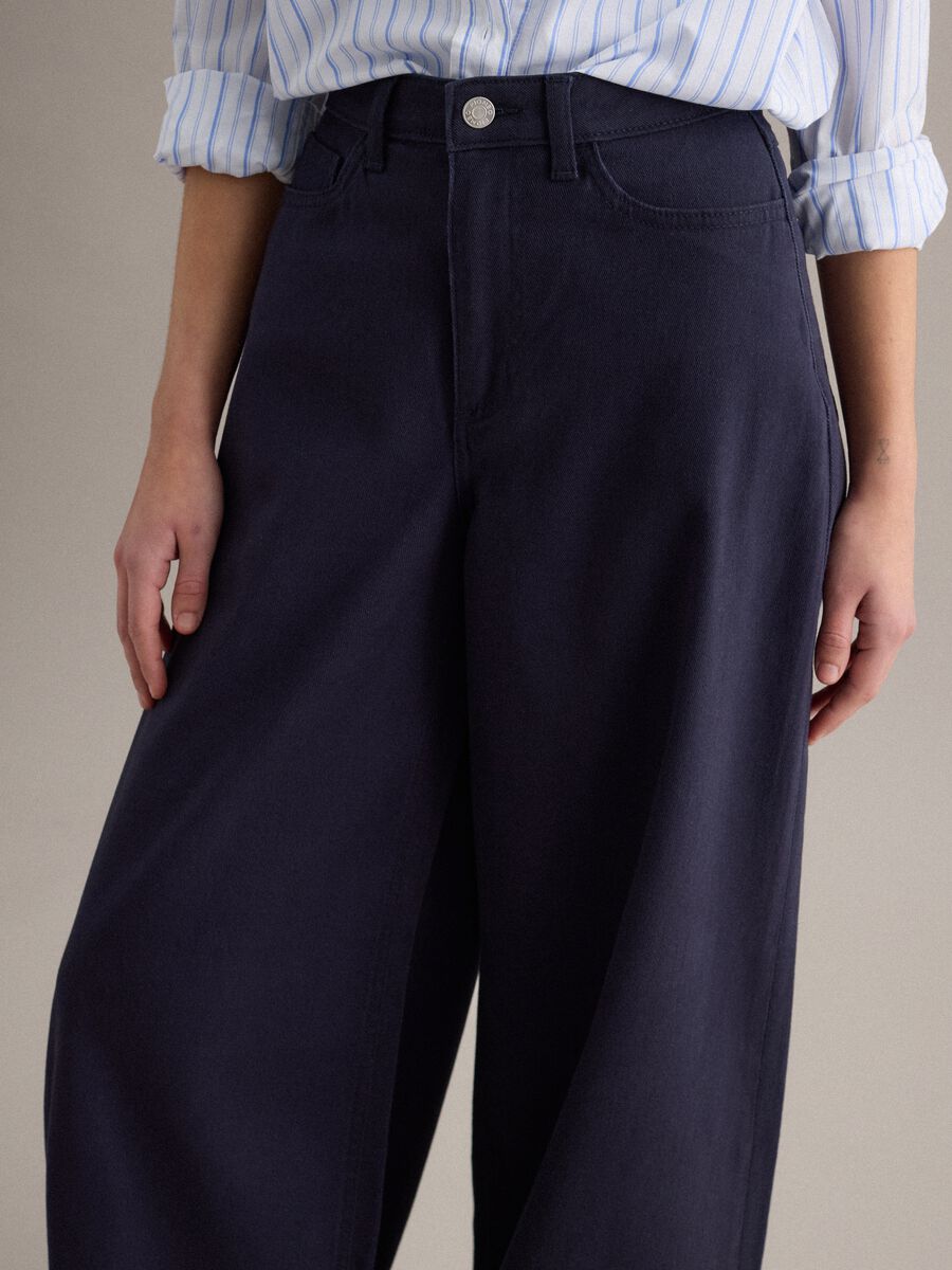 Blue Flare Stretch Cotton Trousers_3