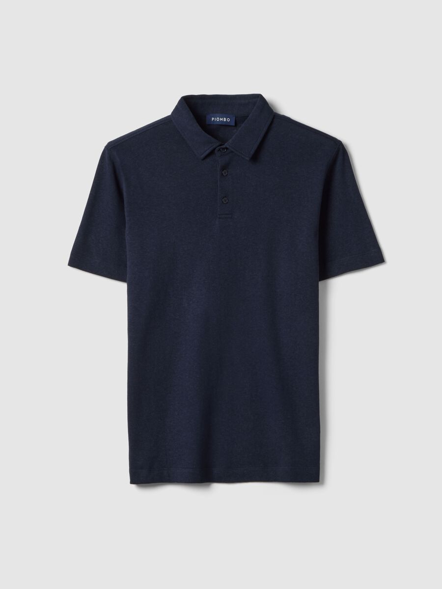 Blue linen and cotton blend polo regular fit_4