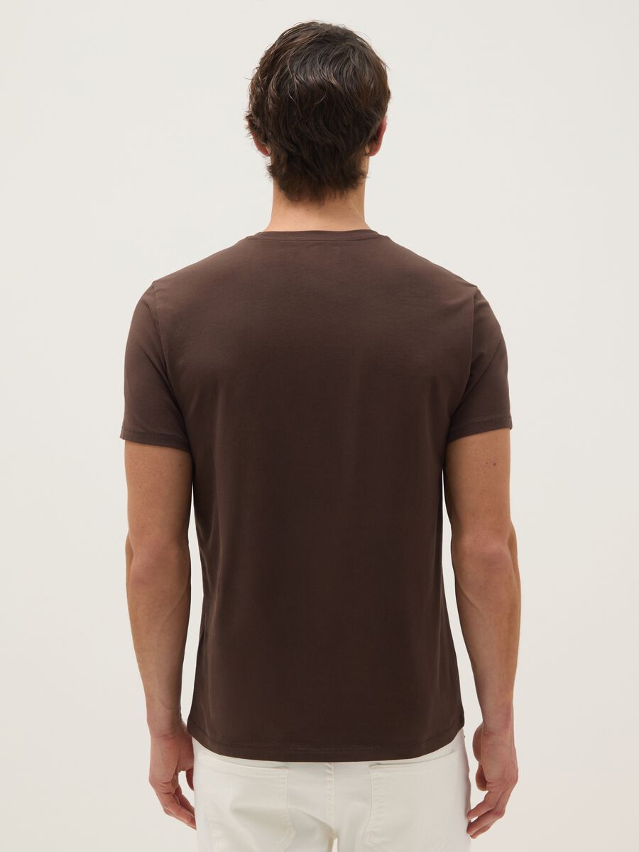 Slim fit brown stretch cotton T-shirt_1