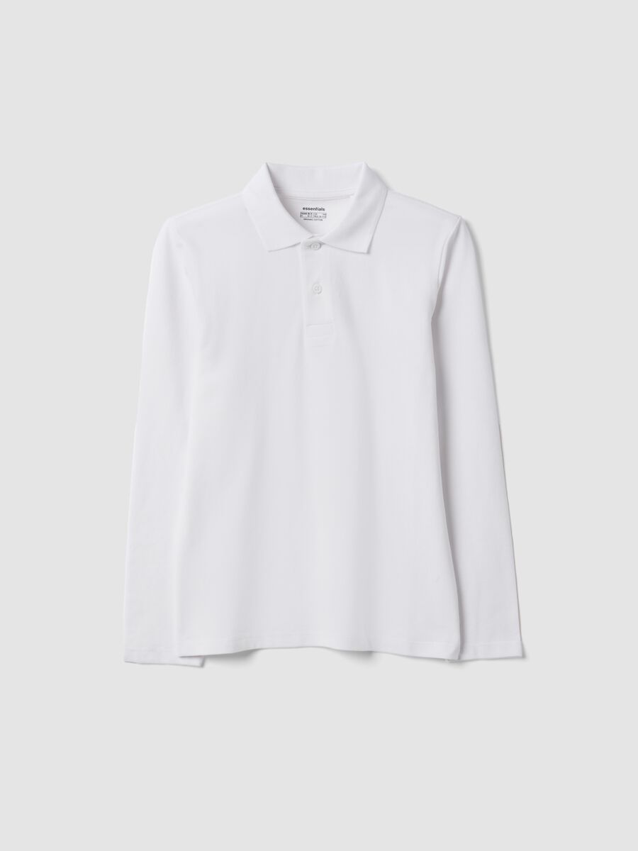 Boys&rsquo; regular-fit organic cotton piqu&eacute; white polo shirt_4