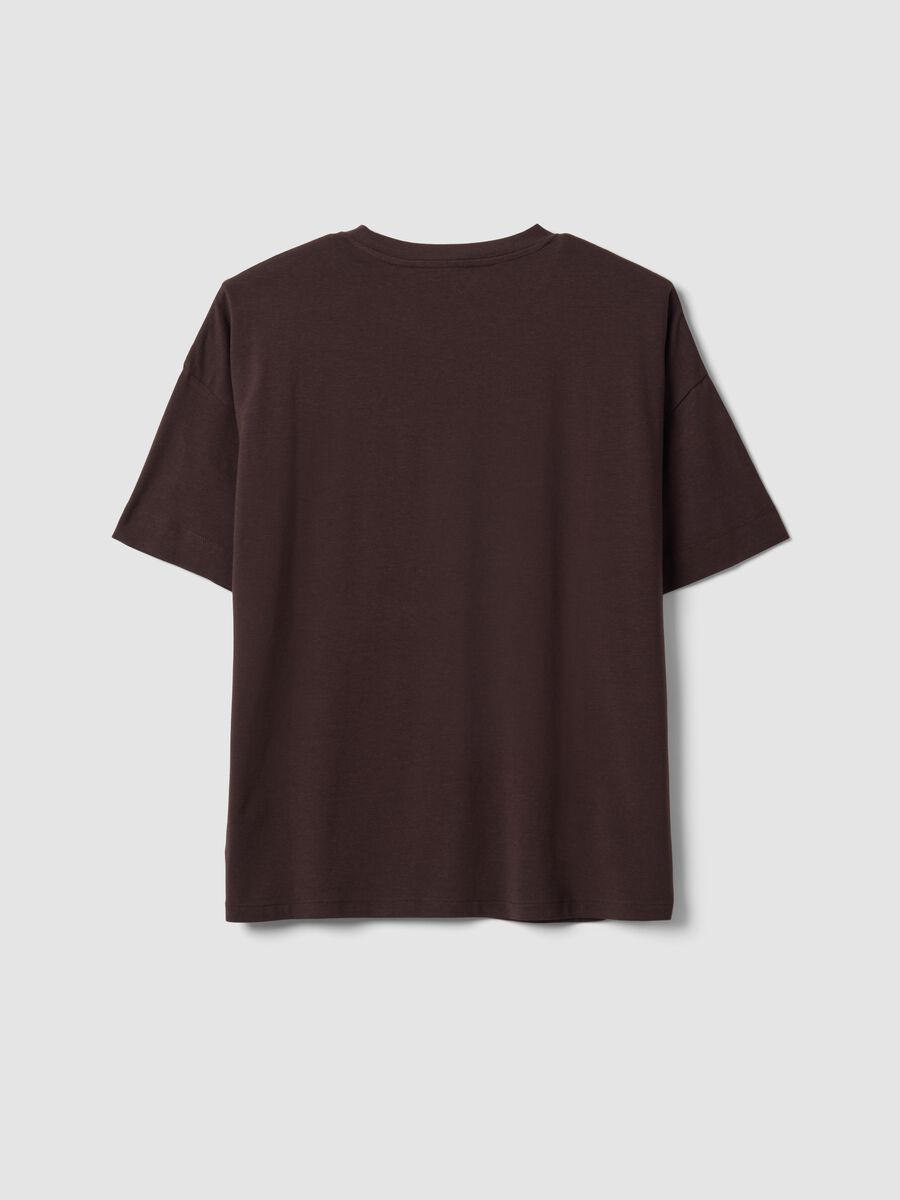 Brown crew-neck T-shirt in stretch cotton-modal blend, regular fit_1