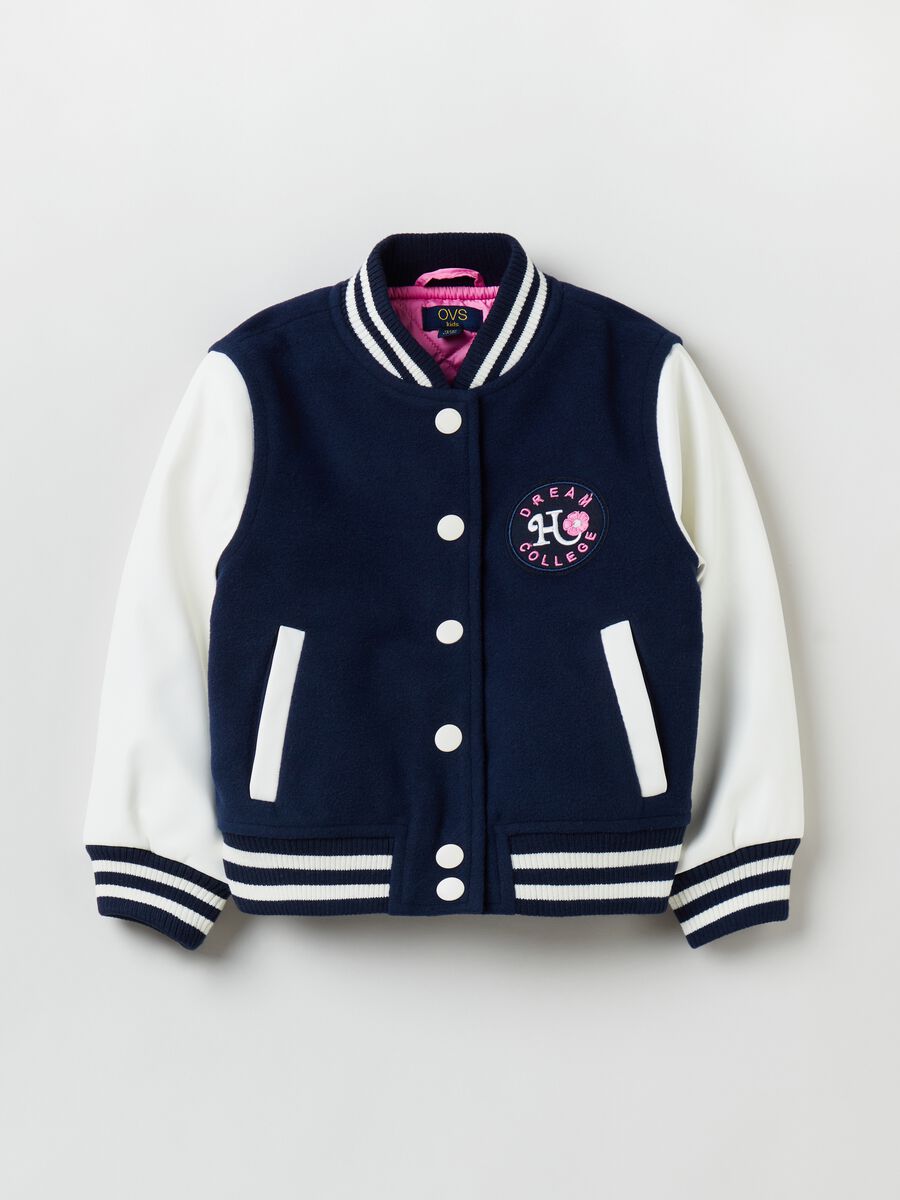 Combi bomber jacket with embroidered lettering_0