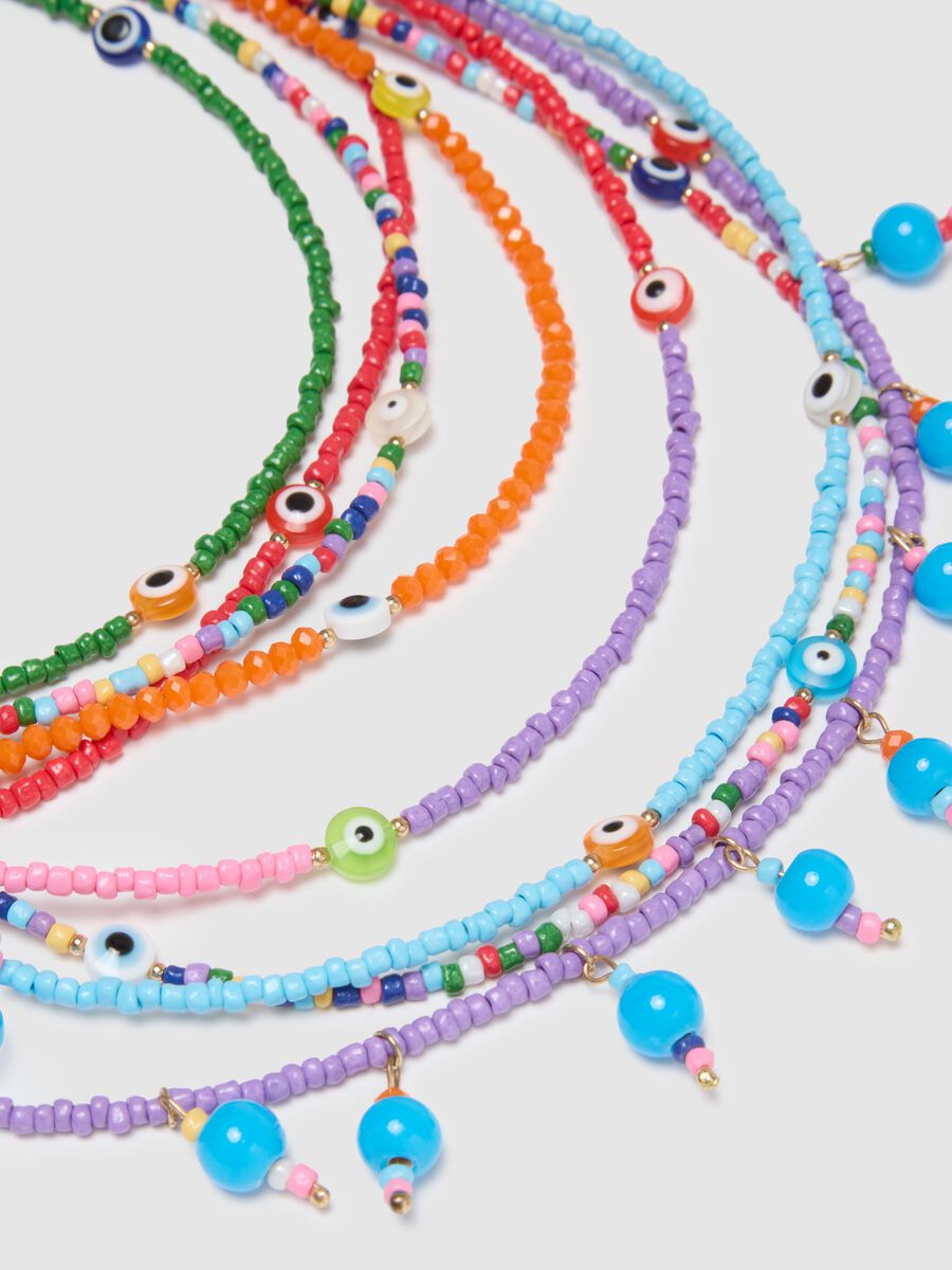 Multicolour glass necklace with layered design_2