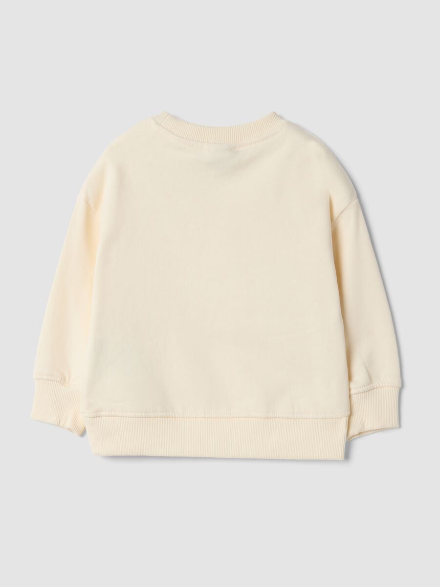 Beiges Sweatshirt mit Rundhalsausschnitt aus reiner Bio-Baumwolle_1