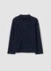 Nachtblauer Rollkragenpullover aus reiner Baumwolle mit Herzchen_0
