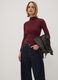 Red ribbed viscose-blend top with high neck_0