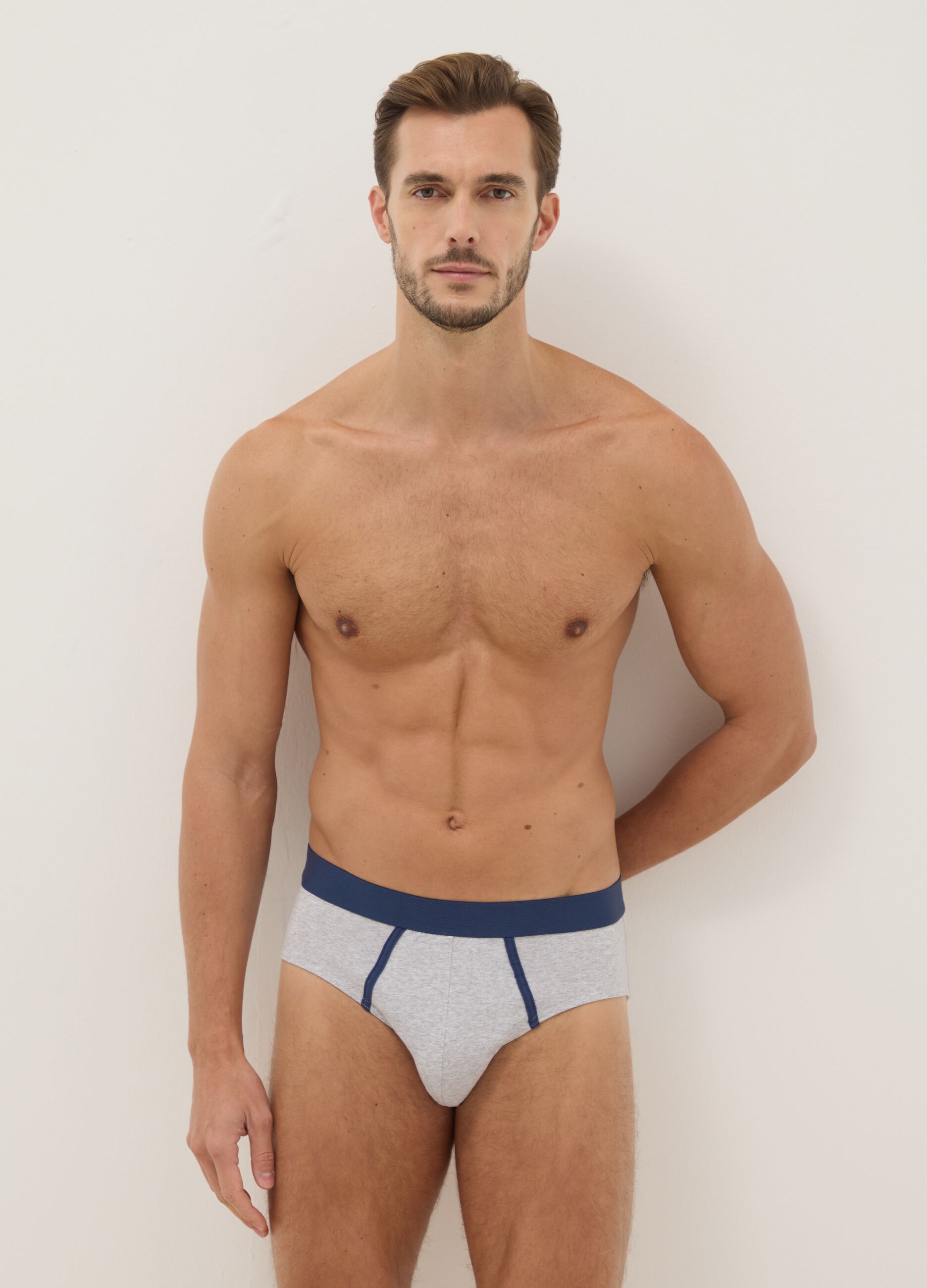 Tripack multicoloured elastic cotton briefs regular fit