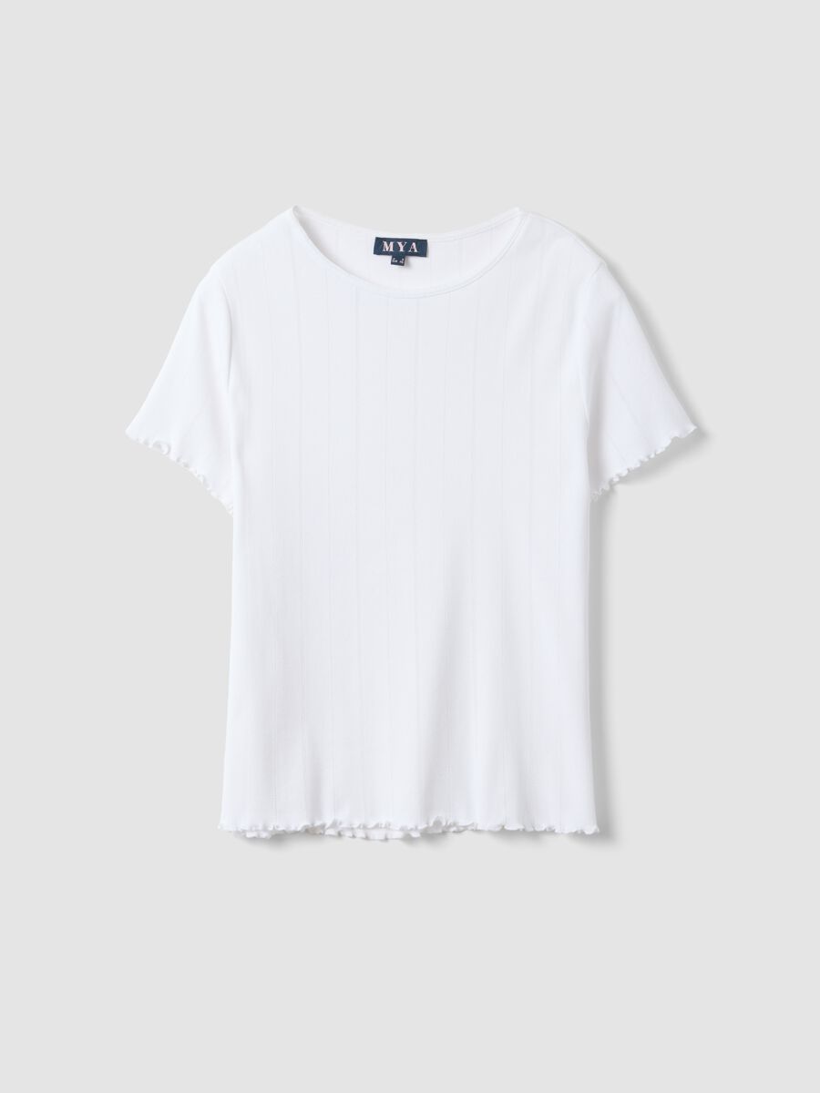 White pure cotton striped regular fit T-shirt_4
