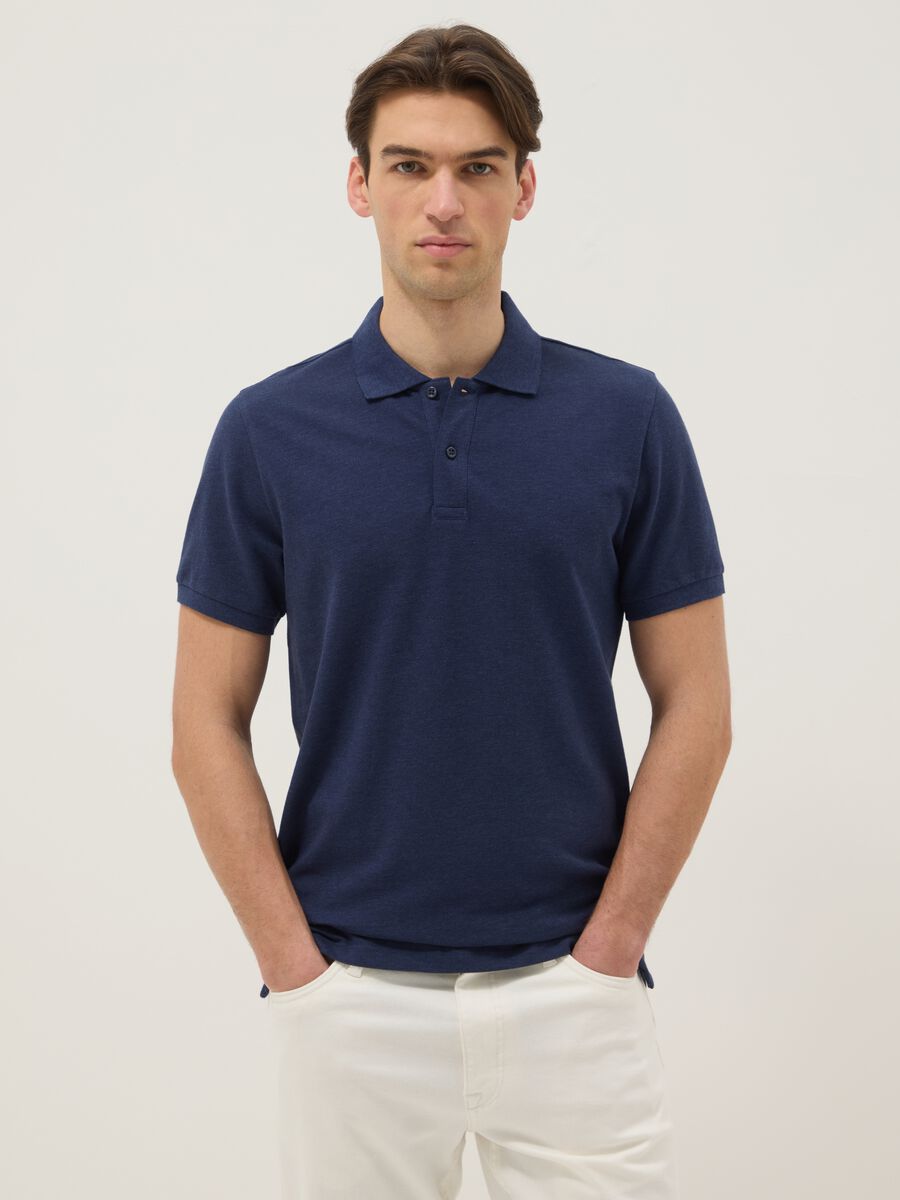Blaue Poloshirt aus reiner Baumwolle mit kurzen &Auml;rmeln, Regular Fit_1