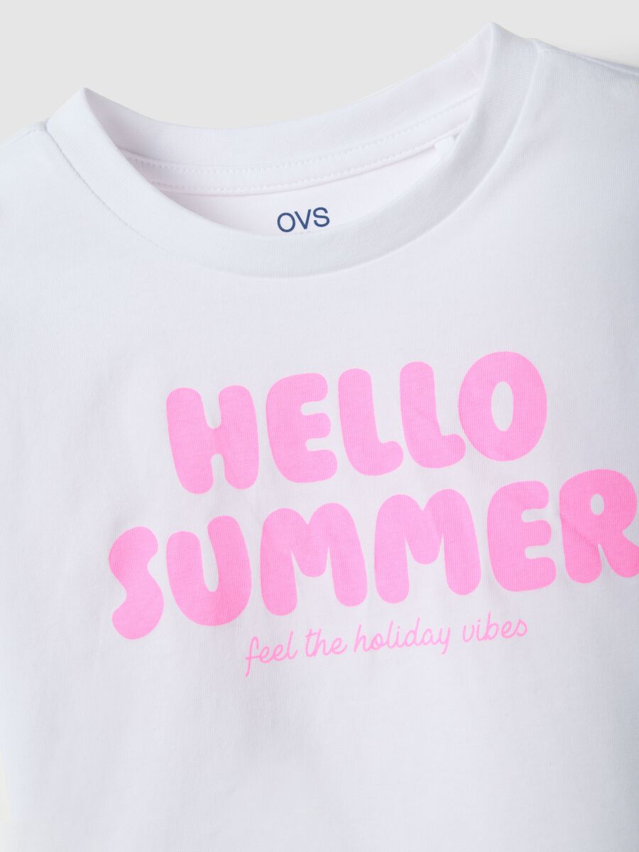 Girls' pure cotton white T-shirt boxy fit with print_2