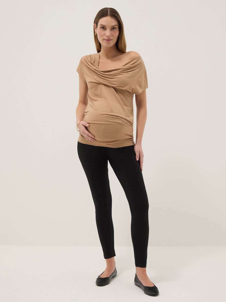 Black Skinny Fit Maternity Leggings in Stretch Viscose_0