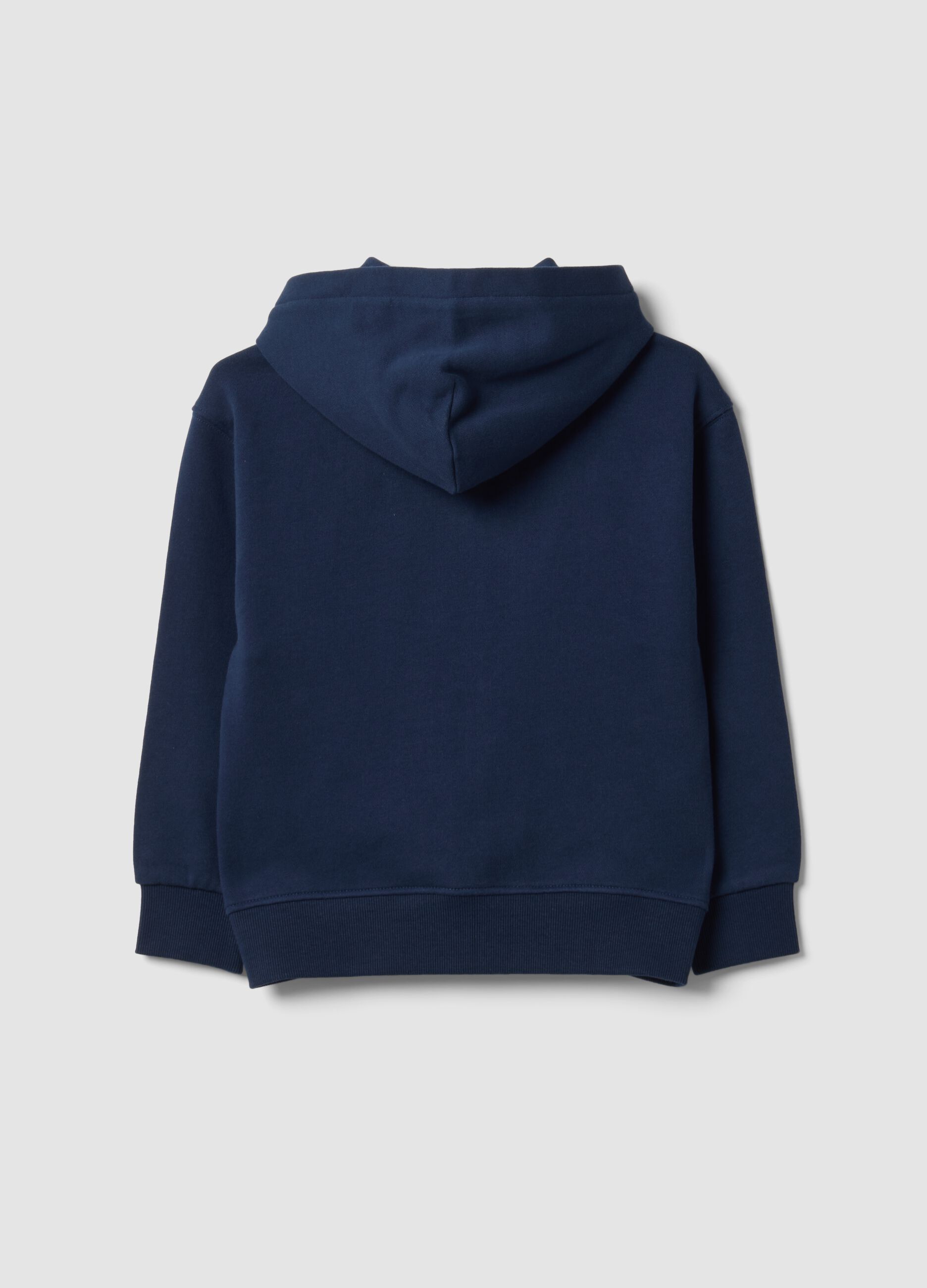 Sweatshirt azul com capuz em algod&atilde;o org&acirc;nico puro, corte oversized, para menino