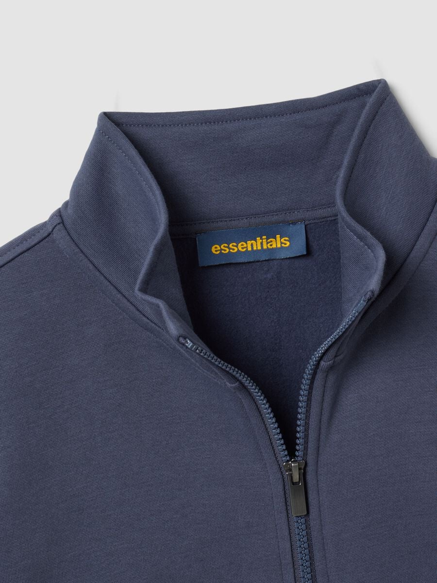 Graues Sweatshirt aus Baumwollmischung mit Rundhalsausschnitt und Rei&szlig;verschluss, Regular Fit_5