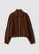 Brauner Stretch-Blazer mit Reissverschluss, Oversize-Fit_0