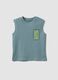 Green pure cotton printed vest top for boys, oversized fit_0