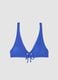 Blue triangle bikini top in stretch fabric with removable padding_0