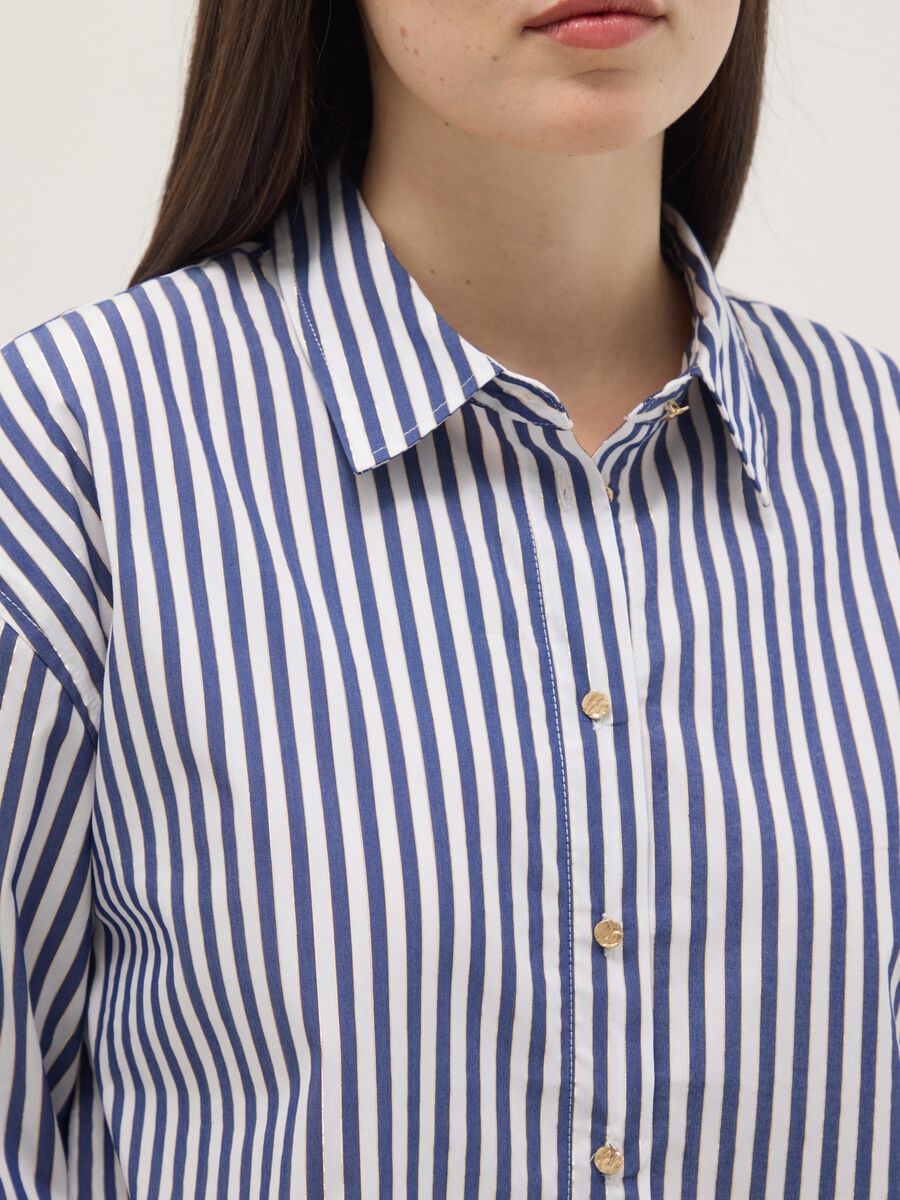 Multicoloured stripe cotton blend shirt regular fit with buttons_3
