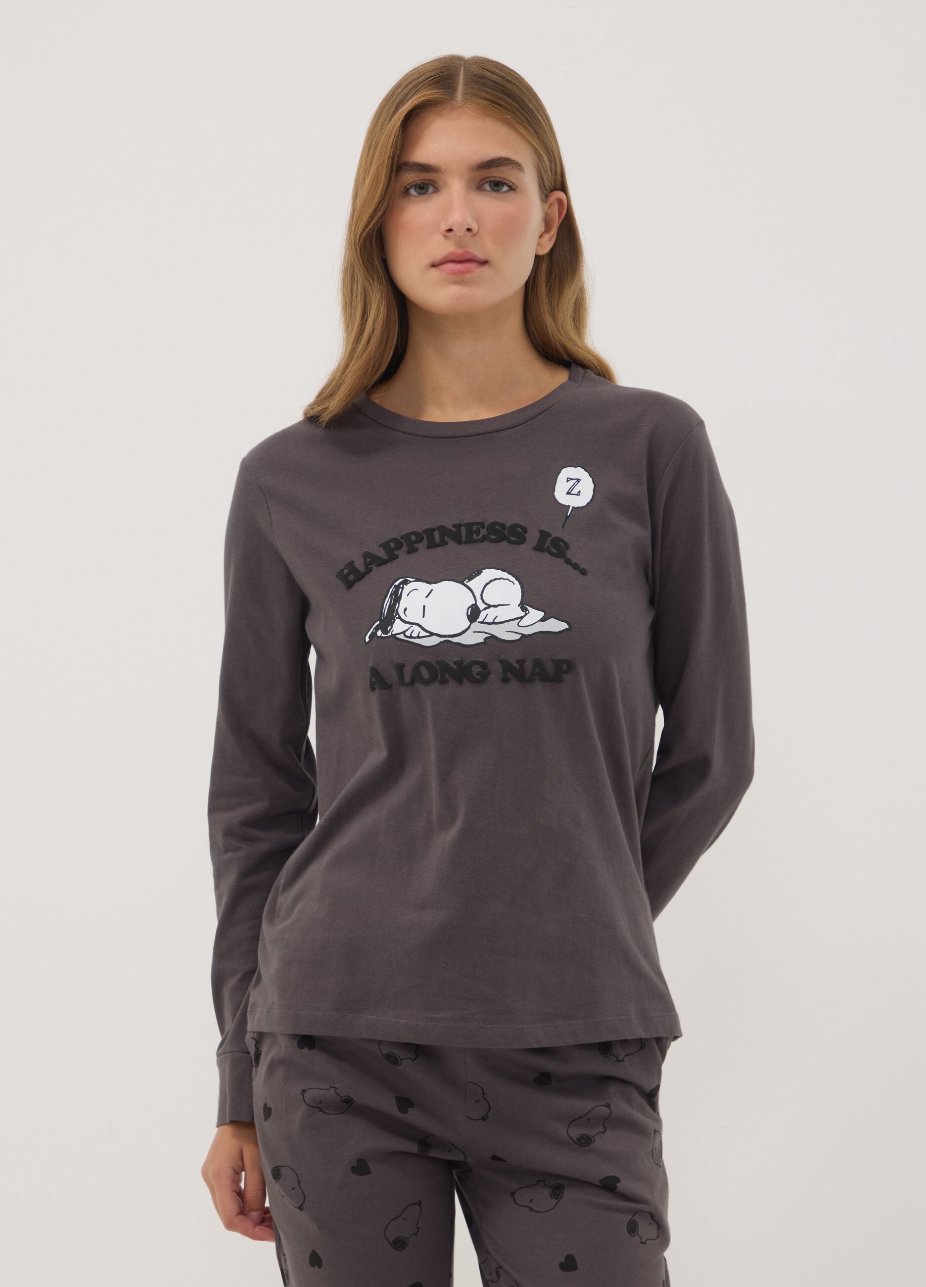 Peanuts organic cotton pyjama set in anthracite grey
