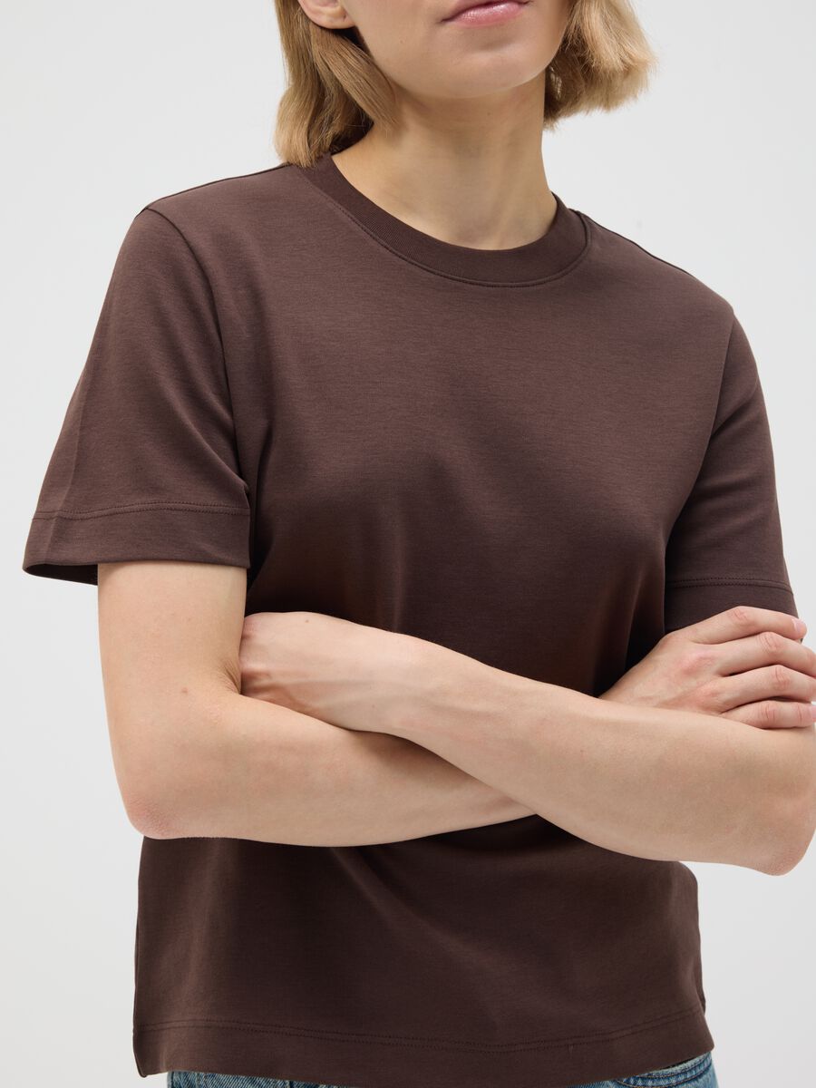 Brown pure cotton regular fit t-shirt_4