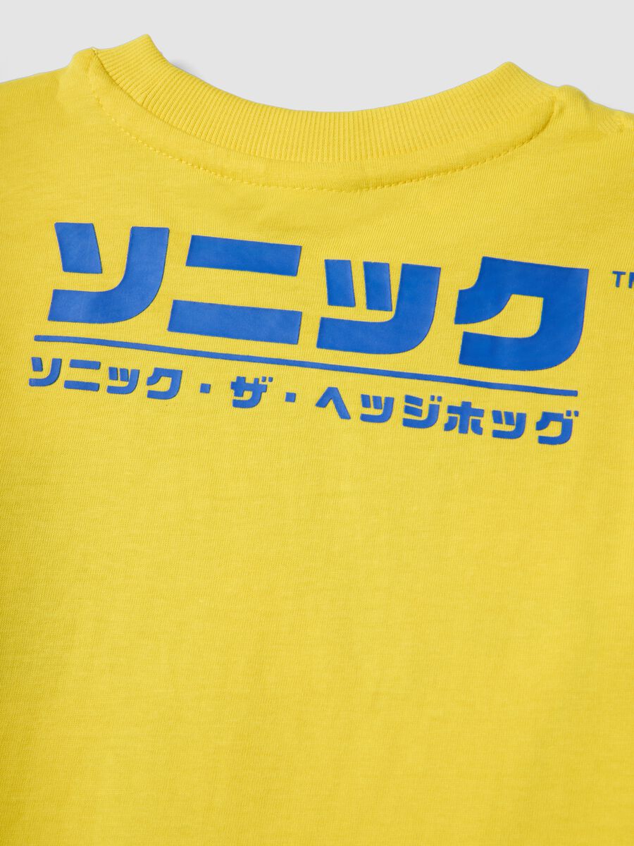 Yellow pure cotton kids' T-shirt regular fit with Sonic_3