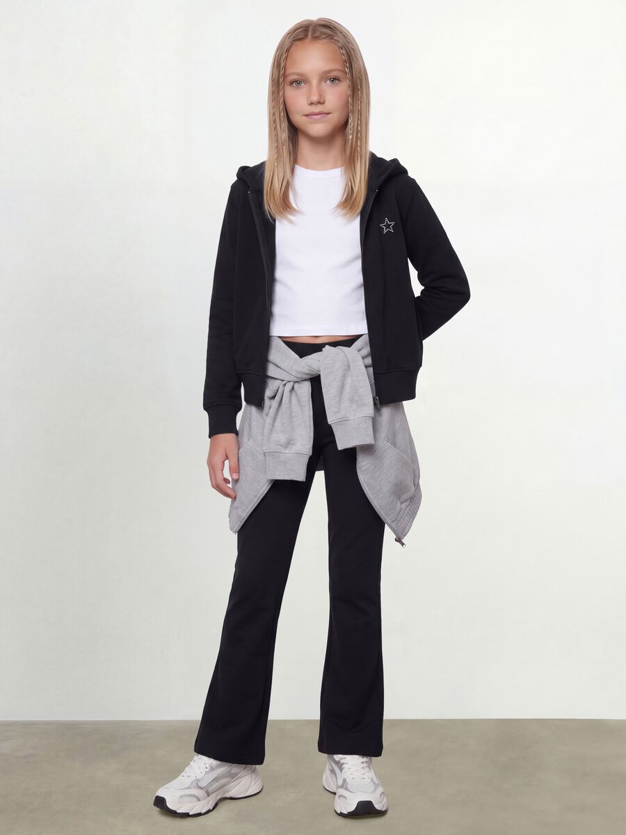 Girls' black slim-fit stretch organic cotton trousers_0