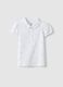 Girls' white cotton polo regular fit with floral pattern_0