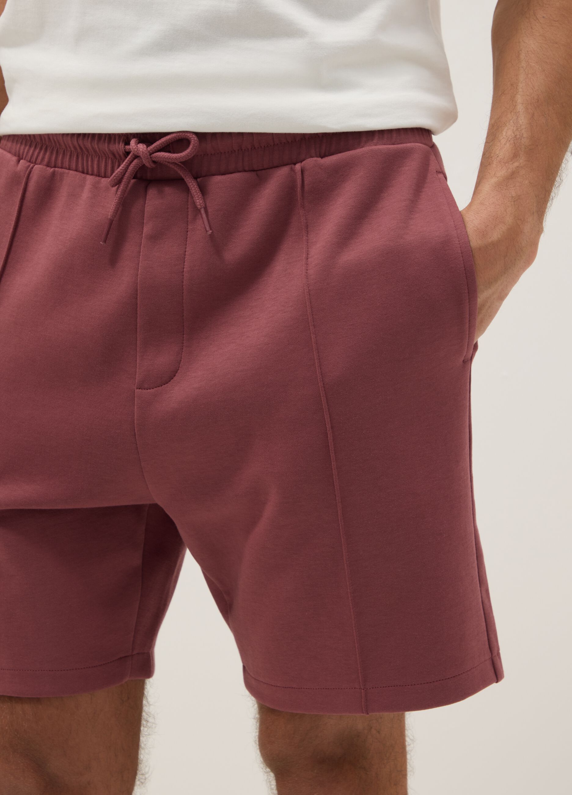 Red cotton-blend regular-fit shorts with drawstring