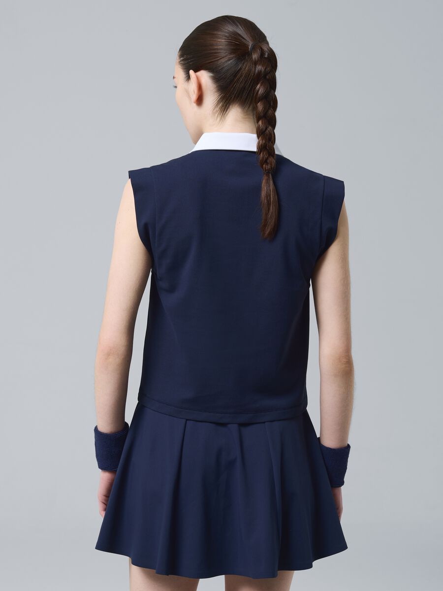 Blaue &auml;rmellose ALTAVIA COURT Poloshirt aus Stretch-Baumwolle mit klassischem Kragen_2