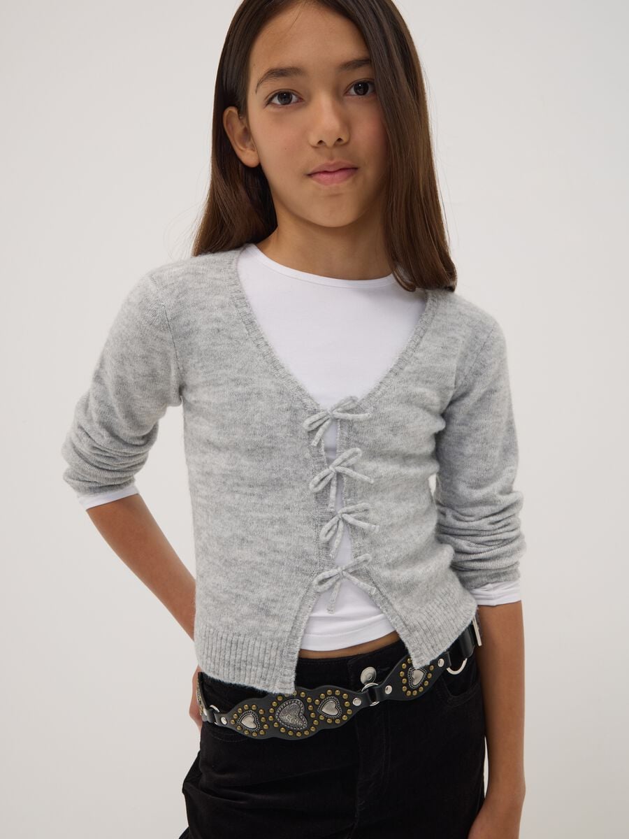 Grey marl stretch wool cardigan, regular fit_1