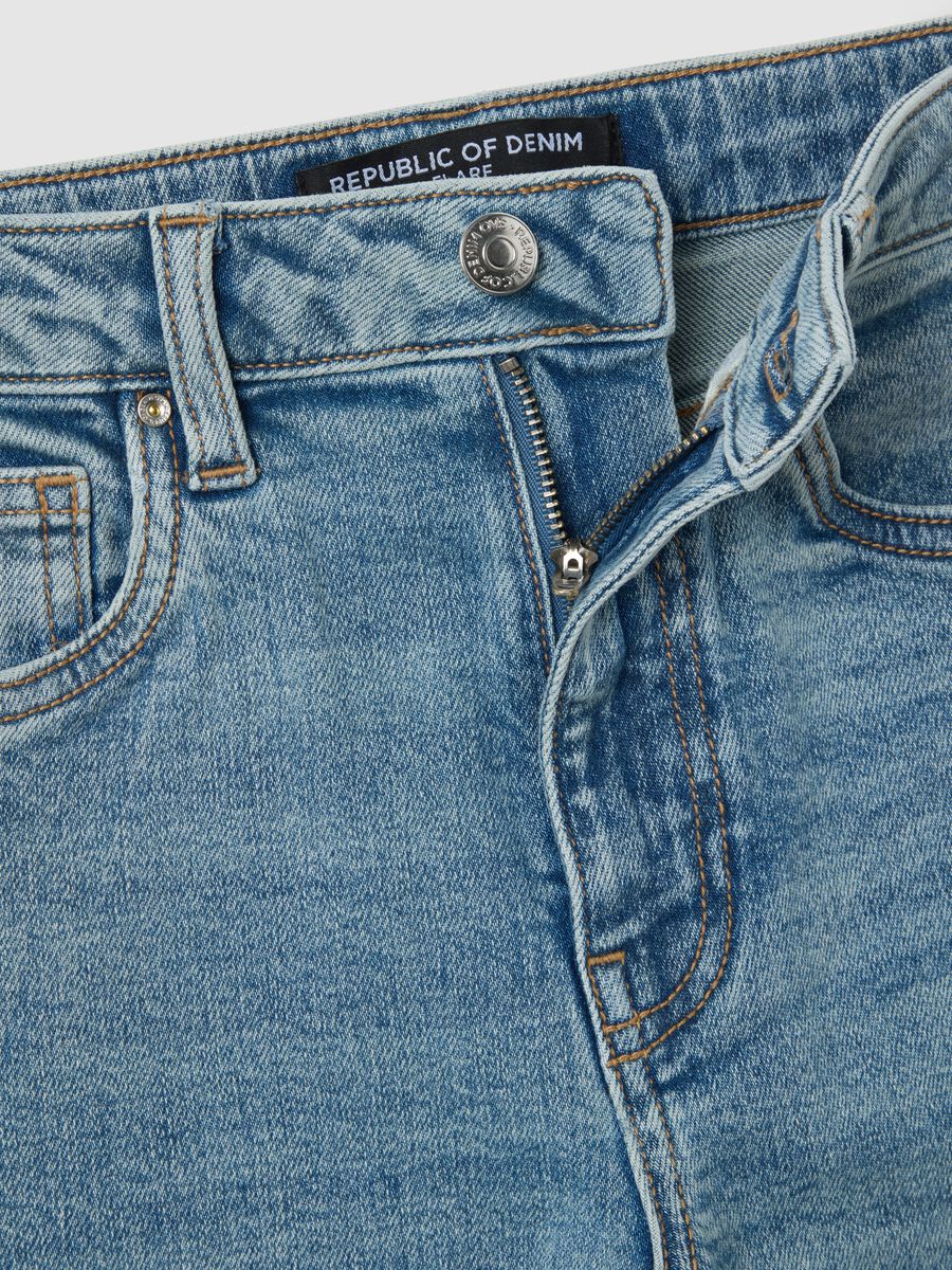 Blue denim cotton stretch flare jeans_5