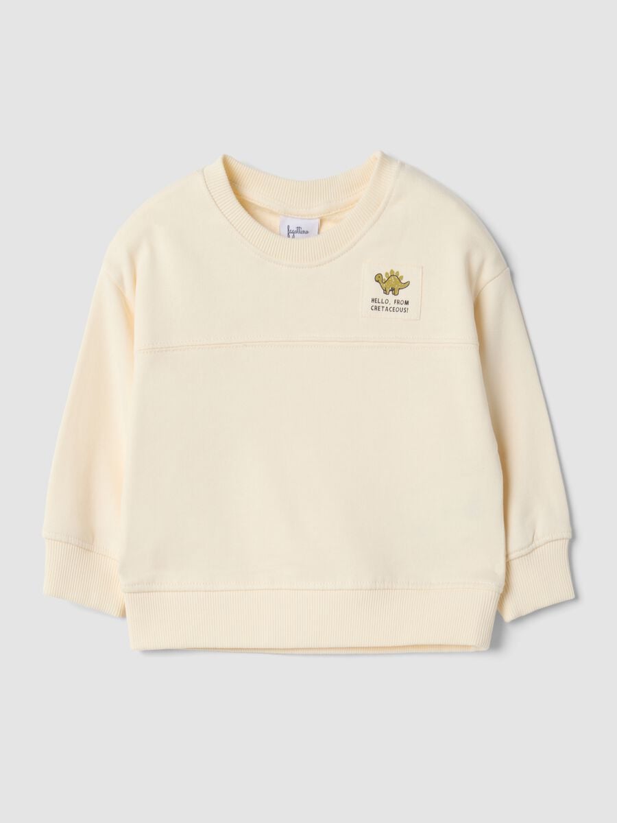 Beiges Sweatshirt mit Rundhalsausschnitt aus reiner Bio-Baumwolle_0